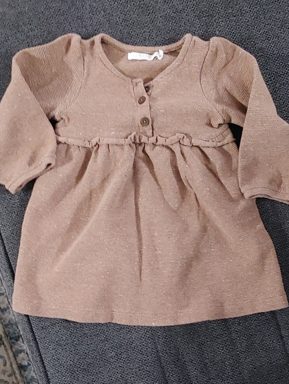 Girls' Long Sleeve Knit Dress in Light Brown/Tan Size 2T Organic Cotton